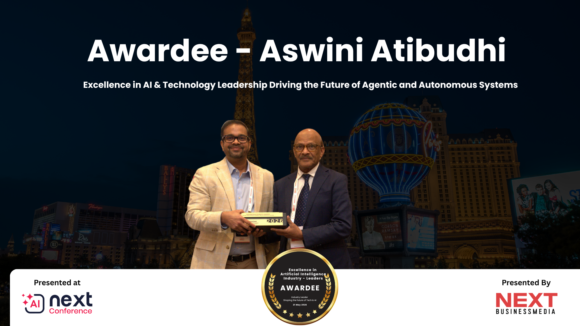 Aswini Atibudhi Honored for Excellence in AI & Technology Leadership at AI Next Awards & Conference 2026