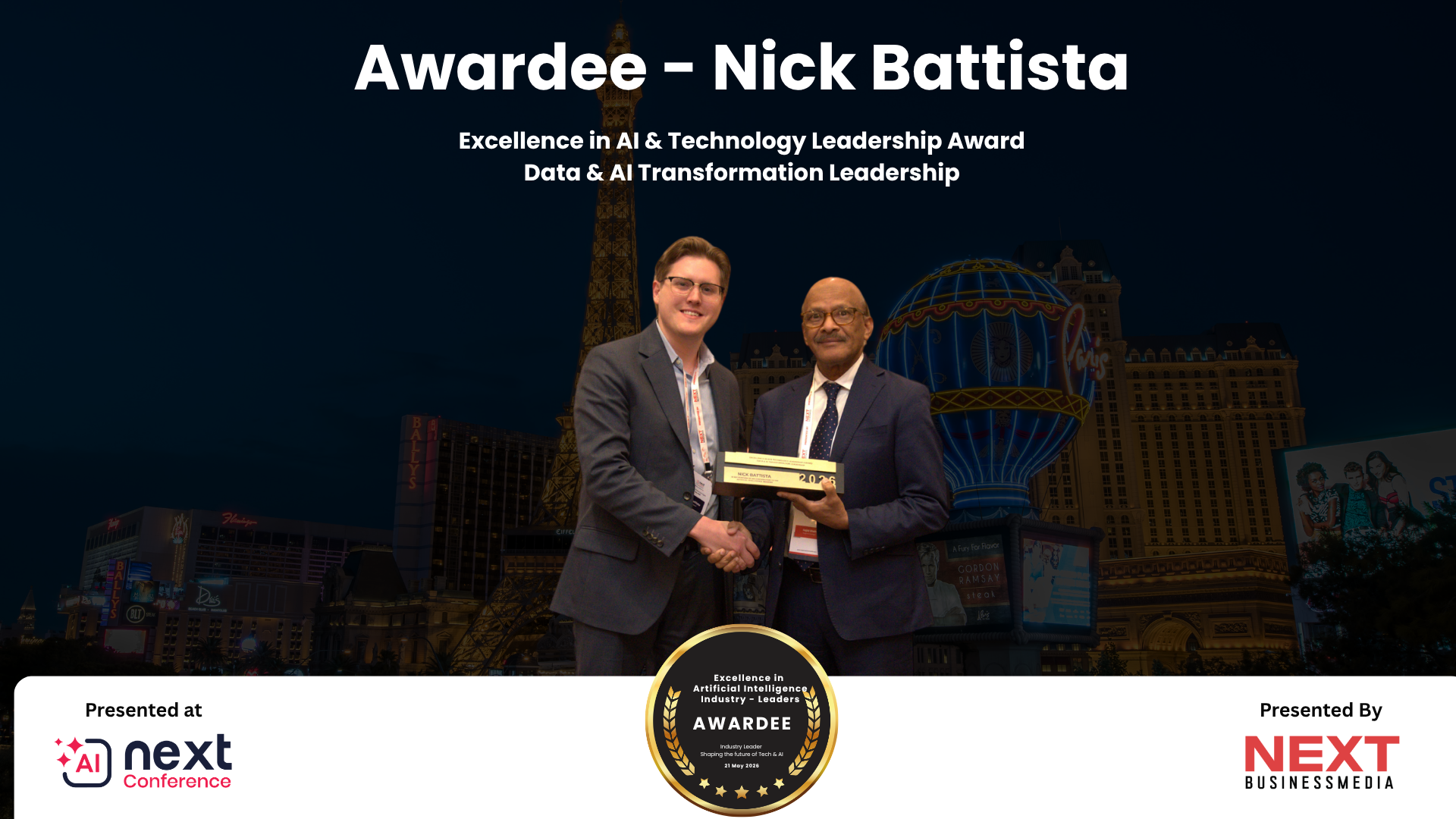 Nick Battista Honored for Data & AI Transformation Leadership at AI Next Awards 2026