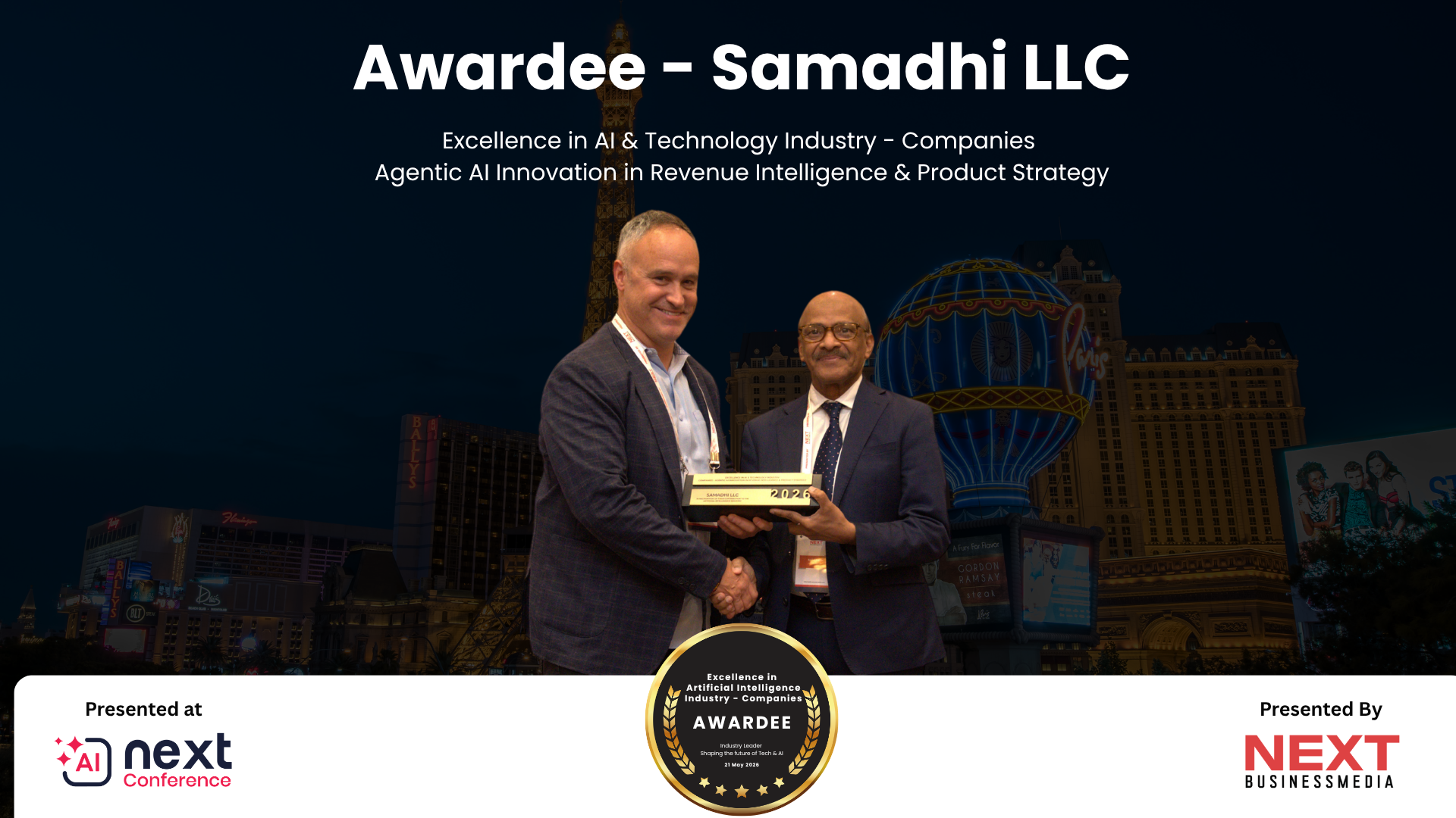 Samadhi LLC Honored for Agentic AI Innovation in Revenue Intelligence & Product Strategy at AI Next Awards 2026
