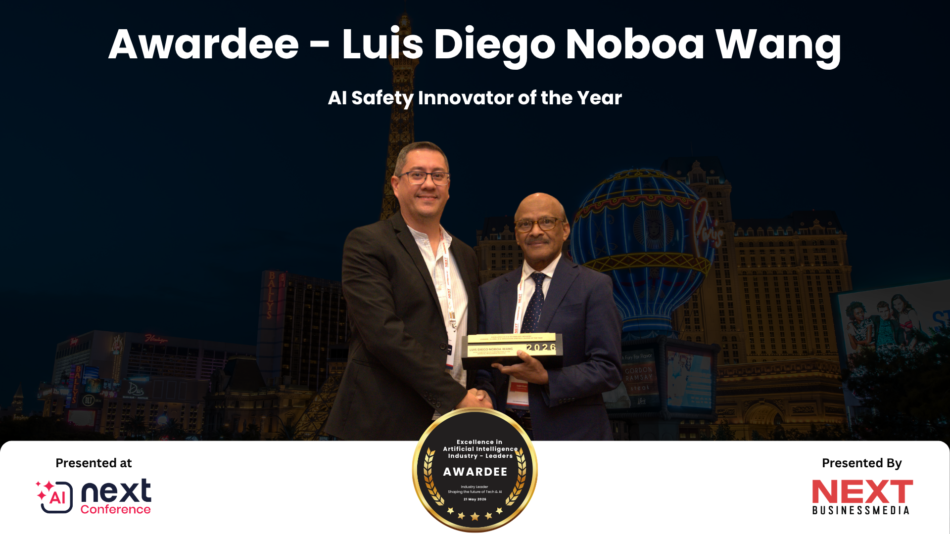 Luis Diego Noboa Wang Honored as AI Safety Innovator of the Year at AI Next Awards 2026