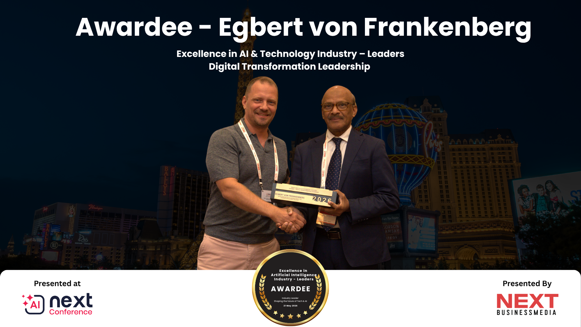 Egbert von Frankenberg Honored for Excellence in AI & Technology Leadership at AI Next Awards 2026