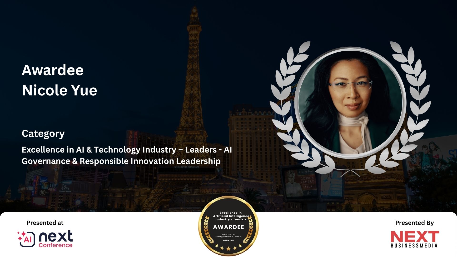 Nicole Yue Honored at AI Next Awards & Conference 2026 for Excellence in AI Governance & Responsible Innovation Leadership