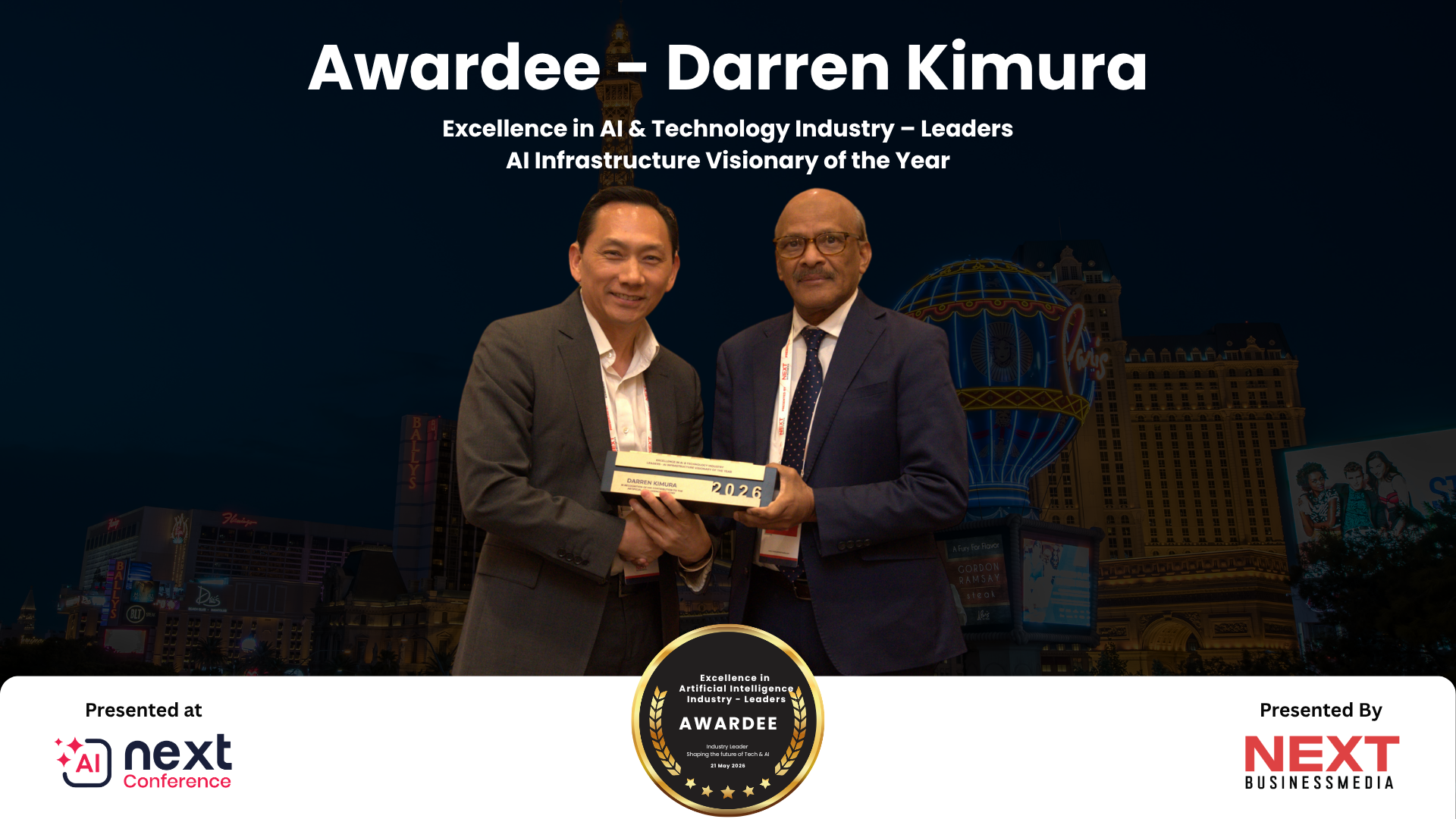 Darren Kimura Honored as AI Infrastructure Visionary of the Year at AI Next Awards 2026