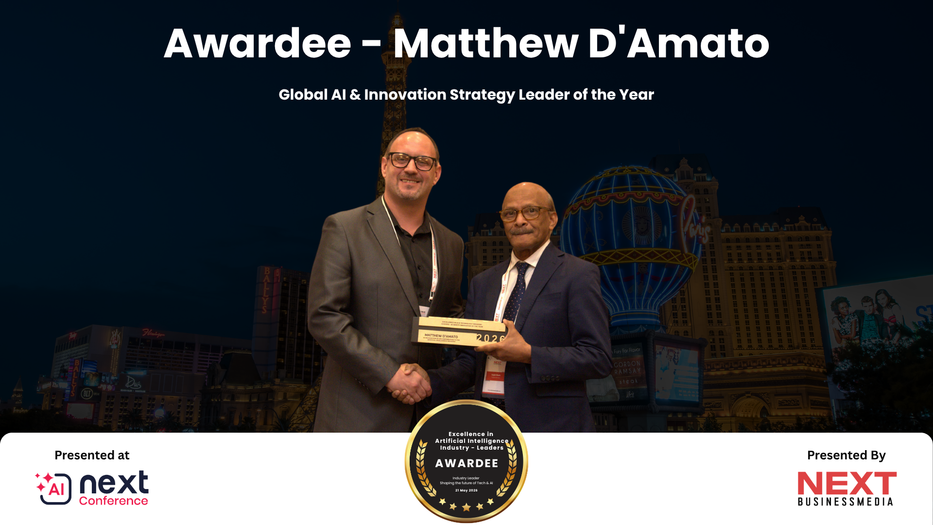 Matthew D’Amato Honored as Global AI & Innovation Strategy Leader of the Year at AI Next Awards 2026