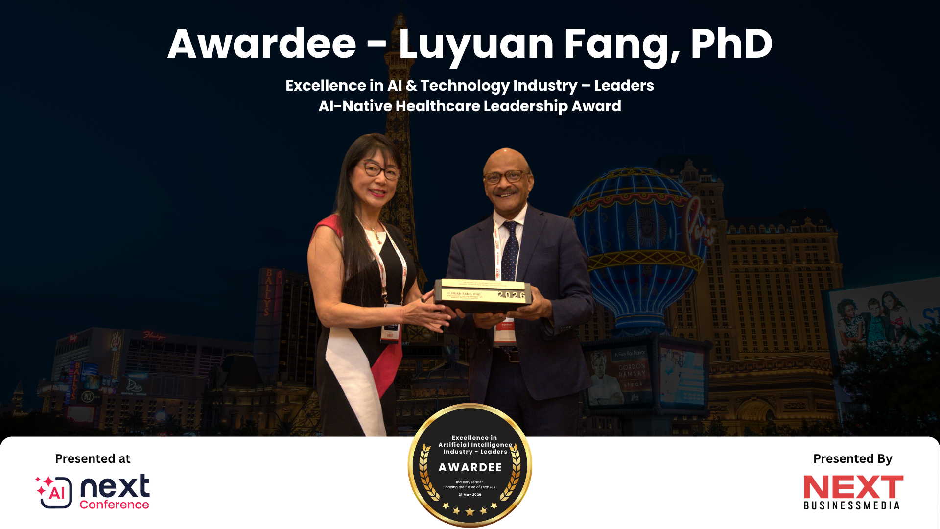 Dr. Luyuan Fang Honored with the AI-Native Healthcare Leadership Award at AI Next Awards 2026
